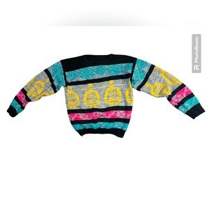Vintage crazy sweater bill cosby 80’s 90’s abstract design bold colors xs sm